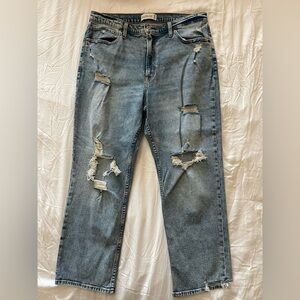 Abercrombie & Fitch ultra high rise ankle straight Distressed Light Blue Jeans